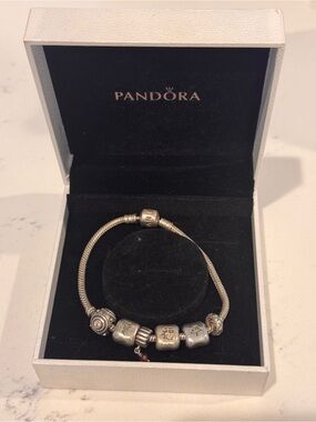Pandora Silver Charm Bracelet with Decorative Charms